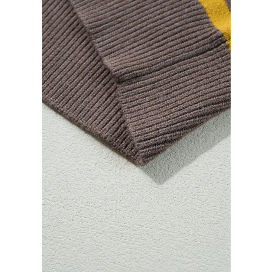 Flower Stripe Round Neck Long Sleeve Sweater Apparel and Accessories