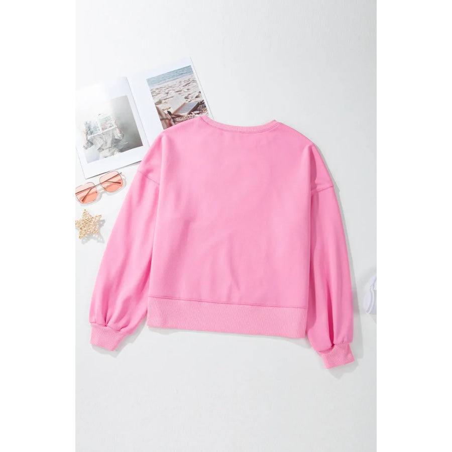 Football & Letter Round Neck Long Sleeve Sweatshirt Apparel and Accessories