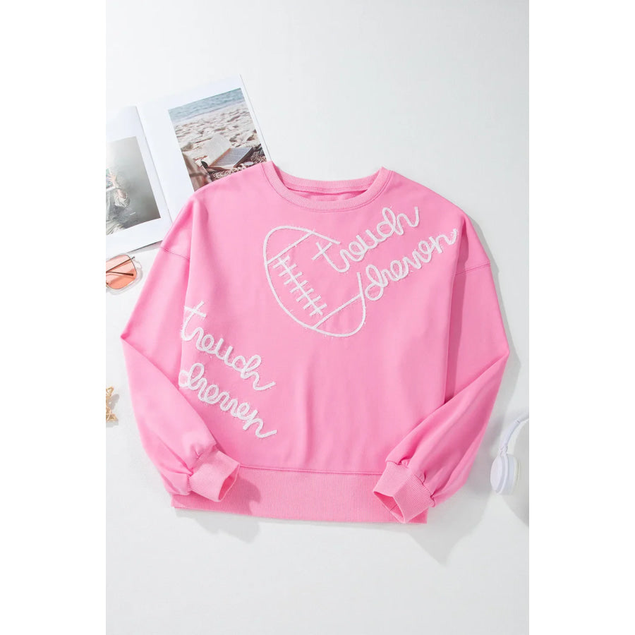 Football & Letter Round Neck Long Sleeve Sweatshirt Apparel and Accessories