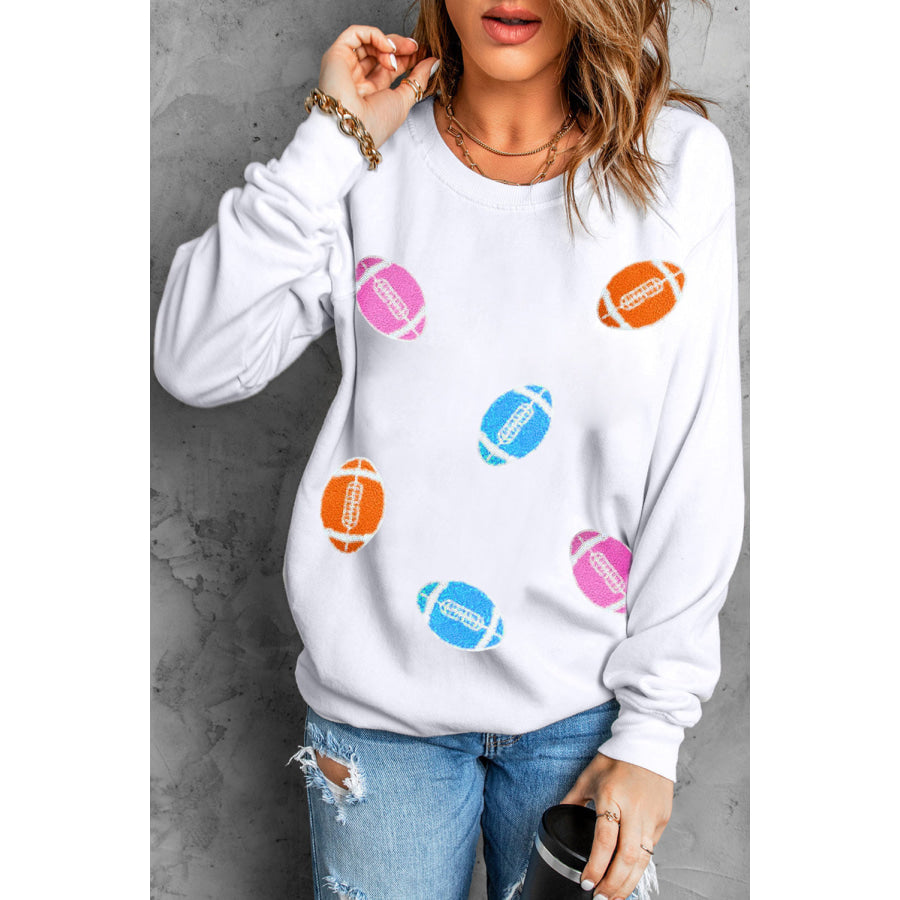 Football Round Neck Long Sleeve Sweatshirt Apparel and Accessories