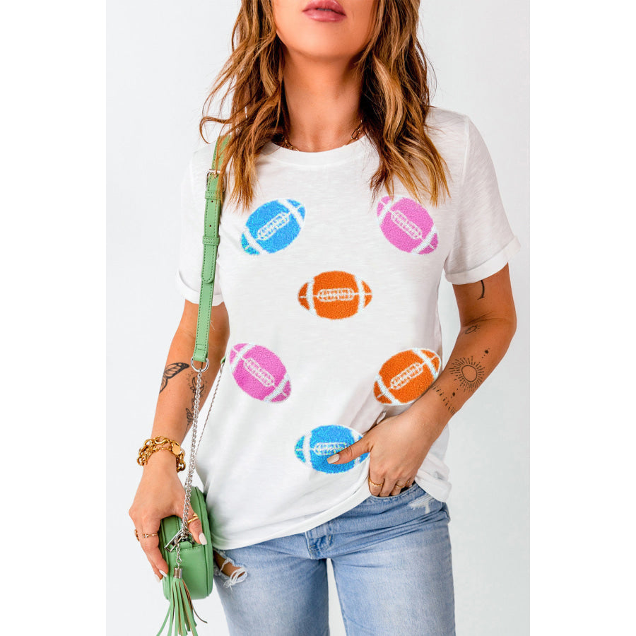Football Round Neck Short Sleeve T-Shirt Apparel and Accessories