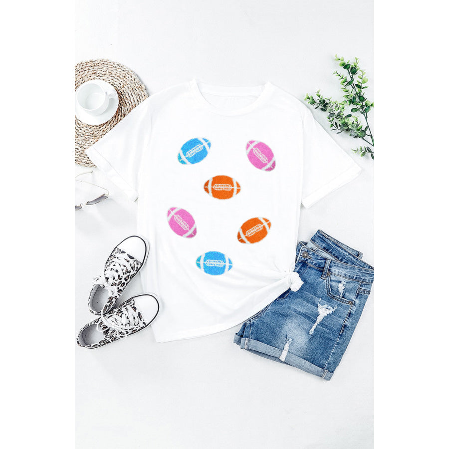 Football Round Neck Short Sleeve T-Shirt Apparel and Accessories