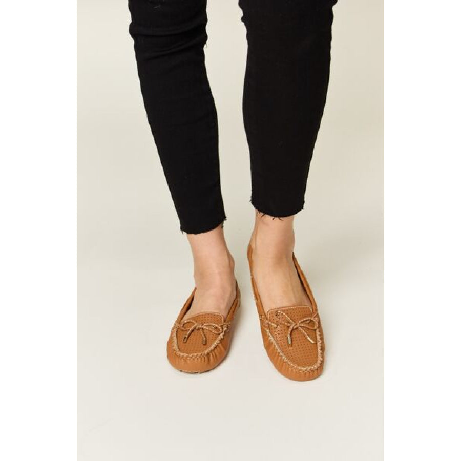 Forever Link Bow Decor Flat Loafers TAN / 6 Apparel and Accessories