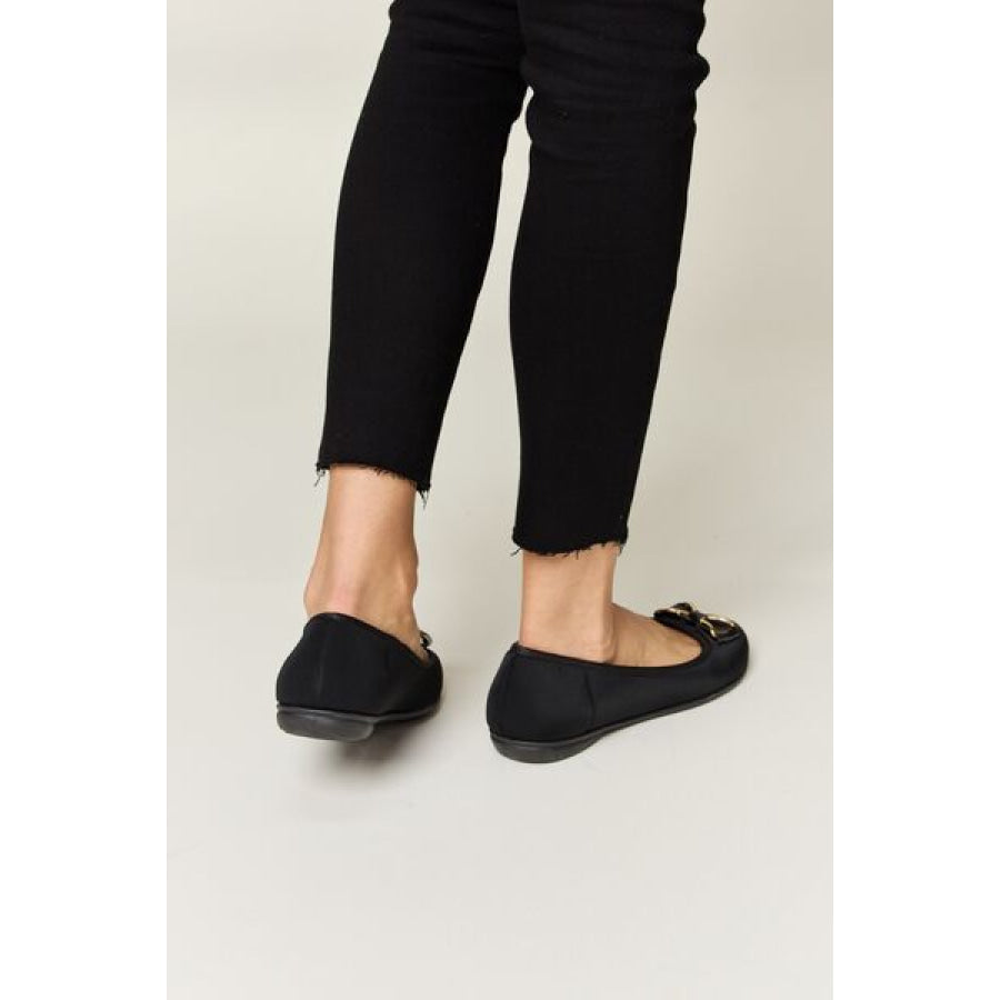 Forever Link Metal Buckle Flat Loafers CHARCOAL LYCRA / 6 Apparel and Accessories