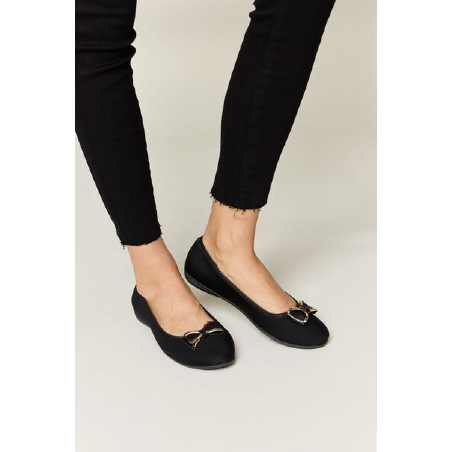 Forever Link Metal Buckle Flat Loafers CHARCOAL LYCRA / 6 Apparel and Accessories