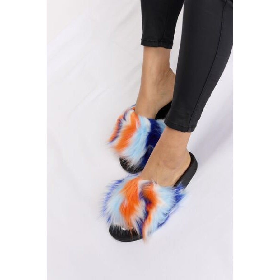 Forever Link Plush Open - Toe Sandals BLUE MULTI / 5 Apparel and Accessories