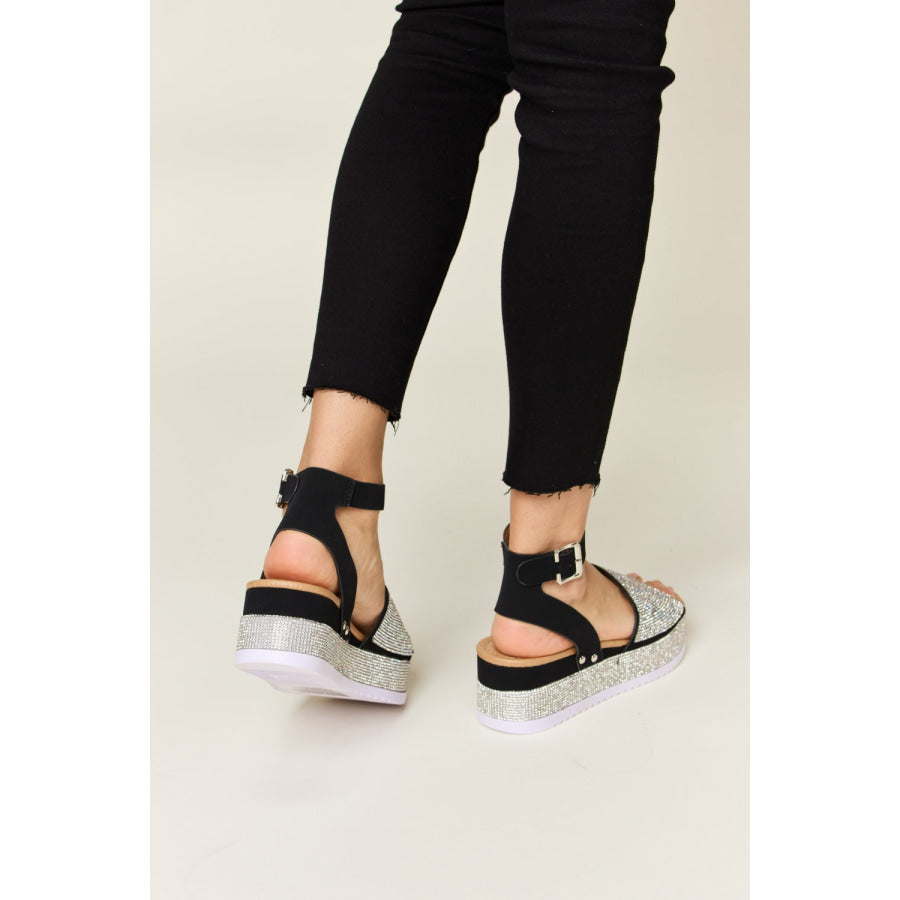 Forever Link Rhinestone Buckle Strappy Wedge Sandals Apparel and Accessories
