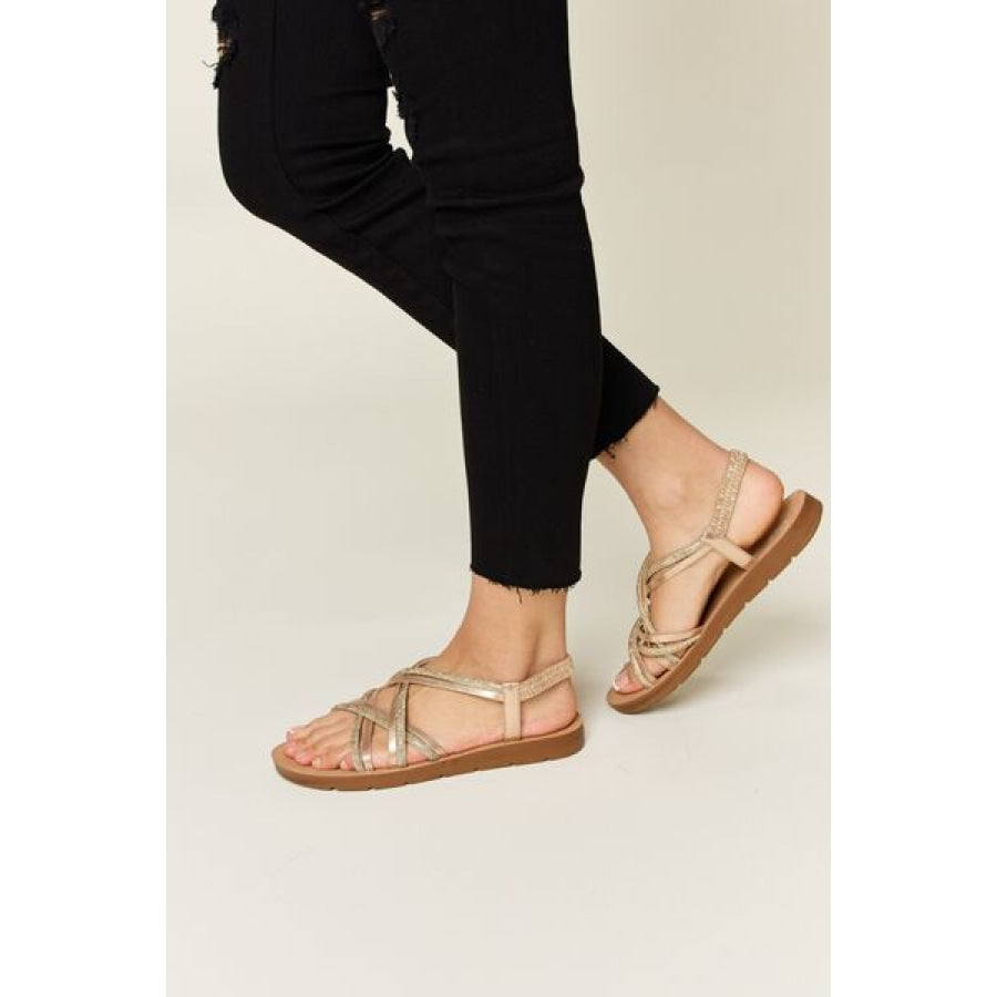 Forever Link Rhinestone Crisscross Flat Sandals Apparel and Accessories
