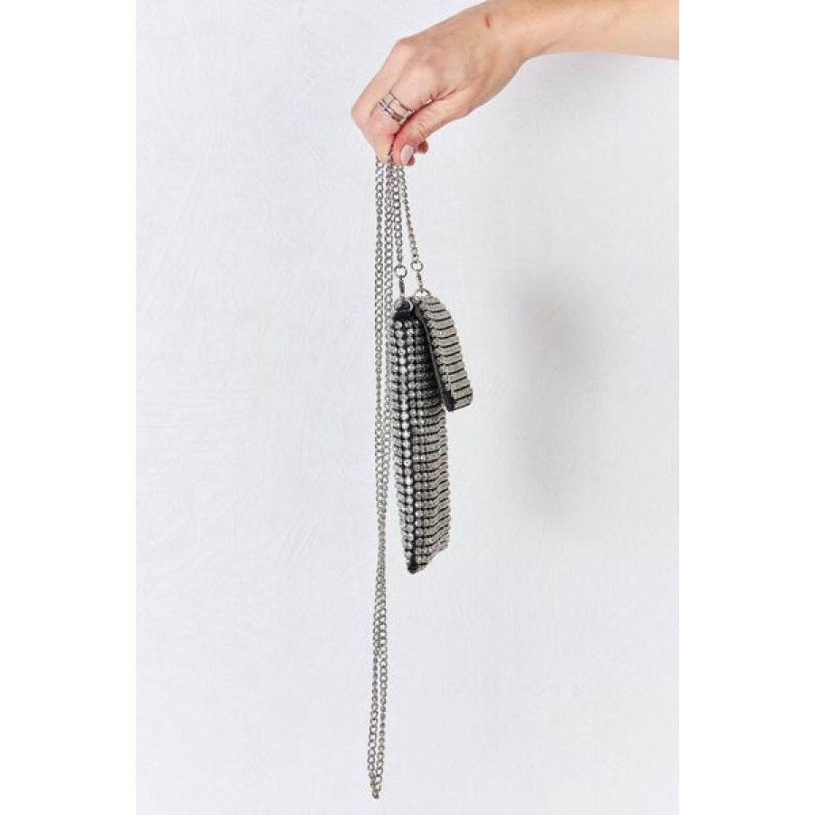 Forever Link Rhinestone Mini Crossbody Bag SILVER / One Size Apparel and Accessories