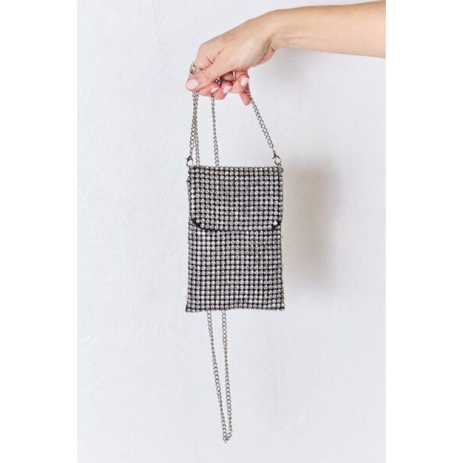 Forever Link Rhinestone Mini Crossbody Bag SILVER / One Size Apparel and Accessories