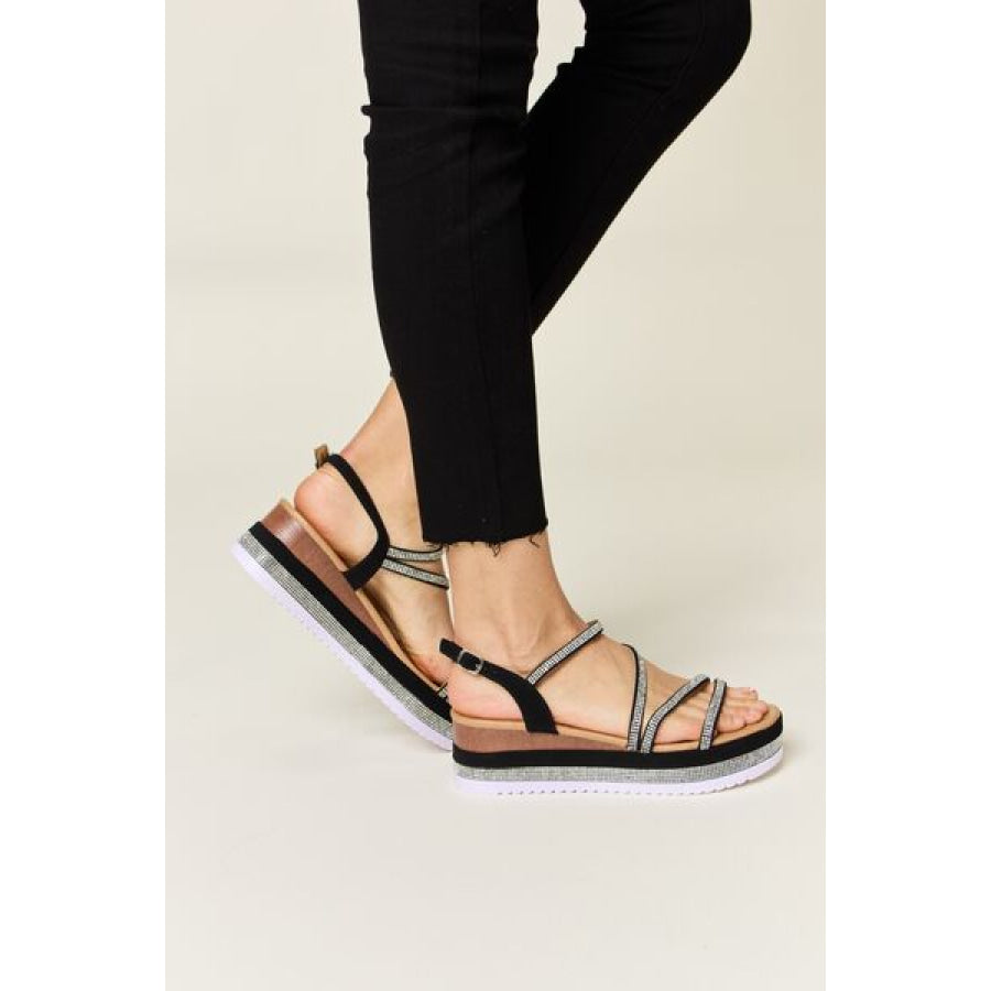 Forever Link Rhinestone Strappy Wedge Sandals Apparel and Accessories