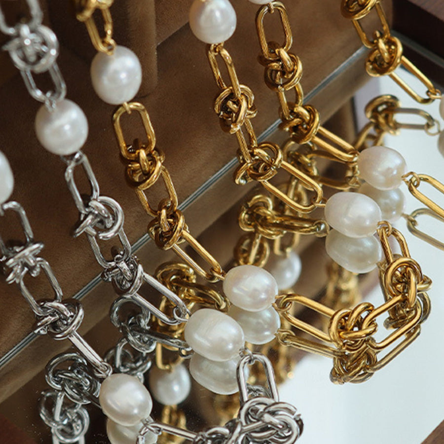 Freshwater Pearl Titanium Steel Bracelet Apparel and Accessories