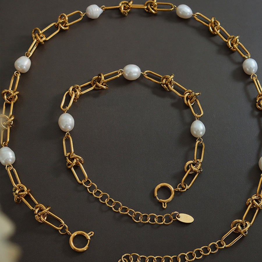 Freshwater Pearl Titanium Steel Necklace Apparel and Accessories
