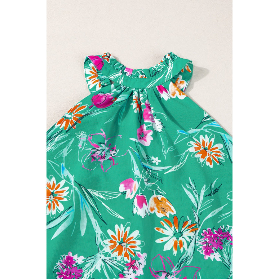 Frill Printed Grecian Tank Apparel and Accessories
