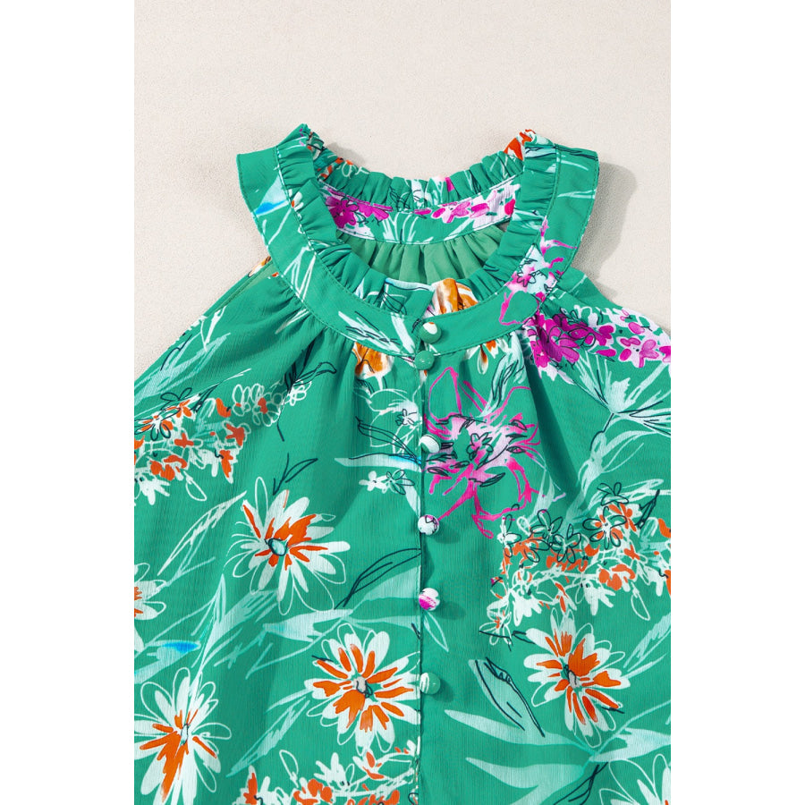Frill Printed Grecian Tank Apparel and Accessories