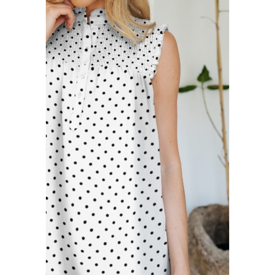 Frill Printed Mock Neck Top Apparel and Accessories