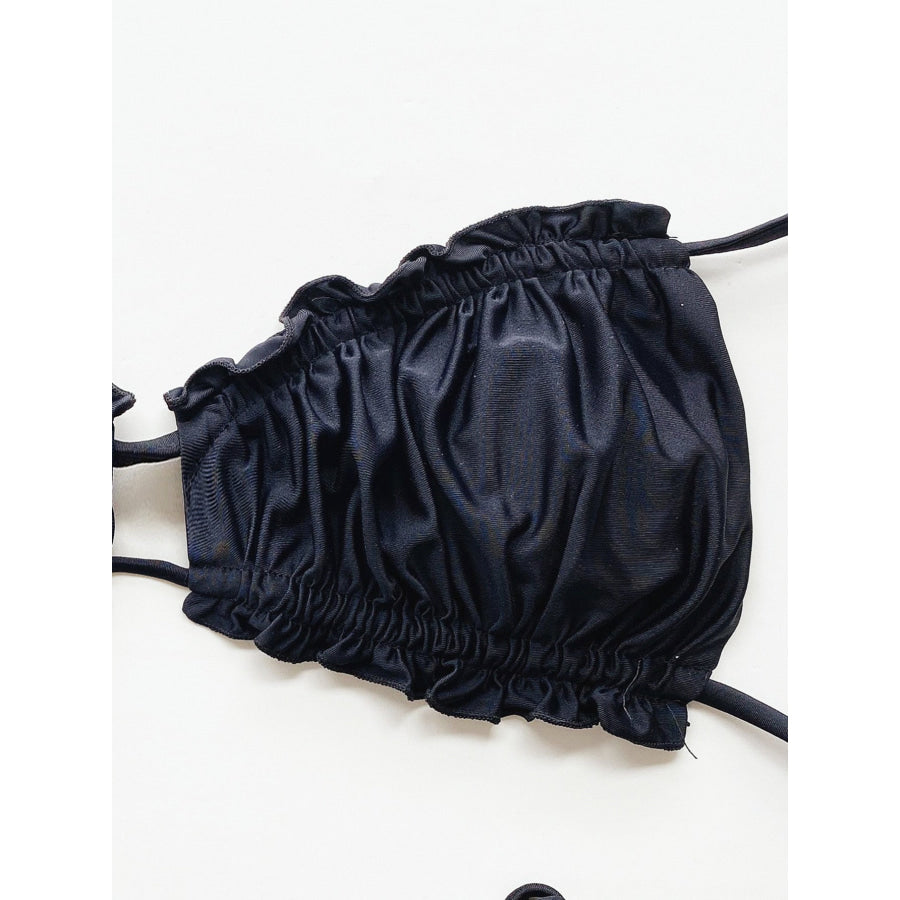 Frill Trill Halter Neck Bikini Set Apparel and Accessories