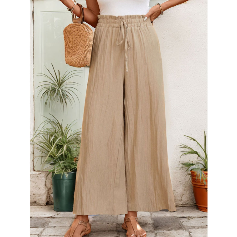 Frill Wide Leg Pants Apparel and Accessories