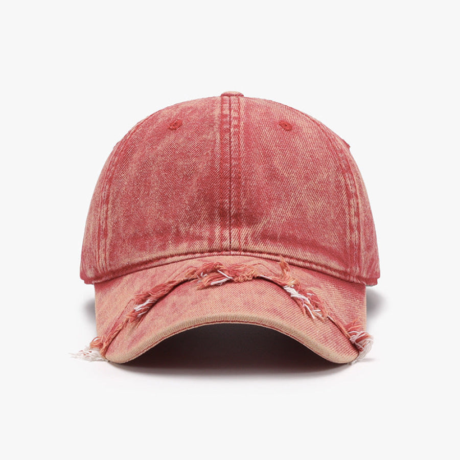 Fringe Adjustable Cotton Baseball Cap Strawberry / One Size Apparel and Accessories