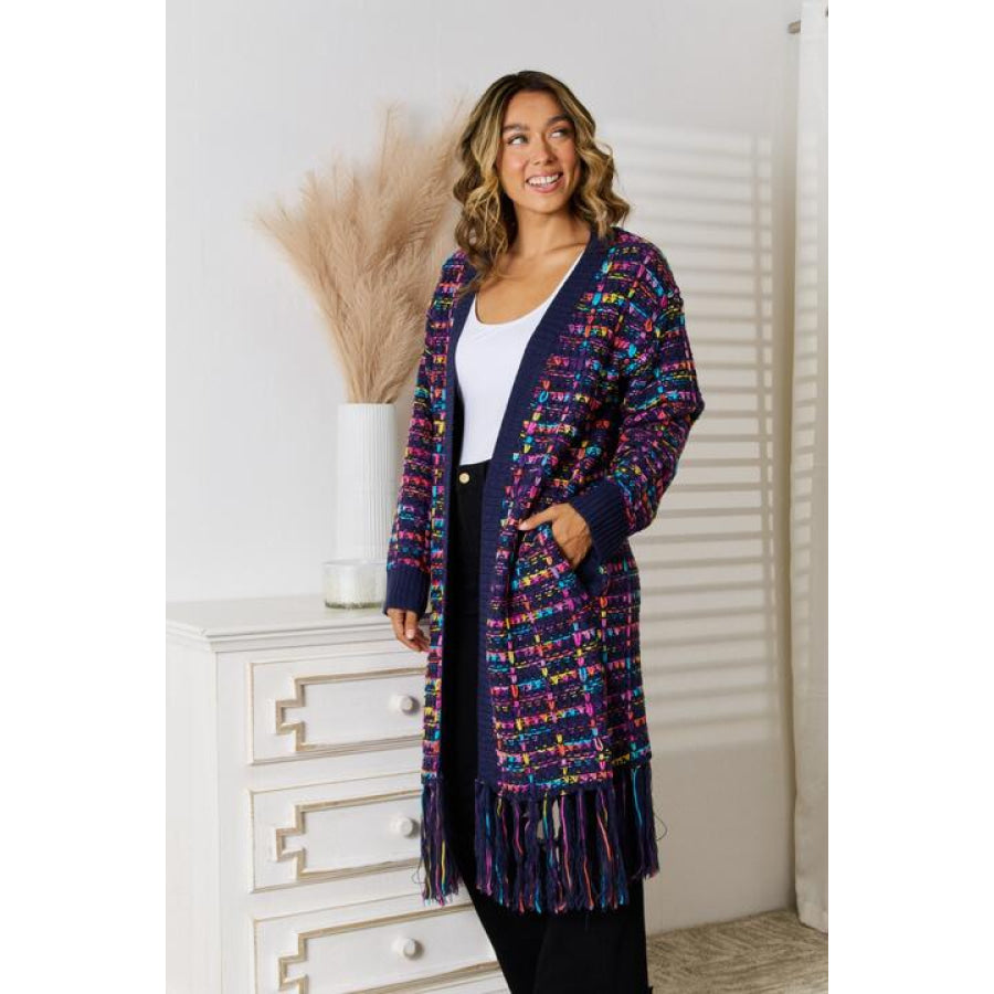 Fringe Hem Open Front Cardigan