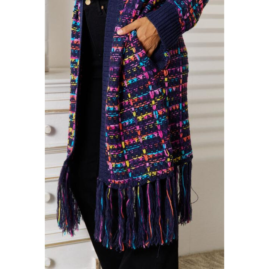 Fringe Hem Open Front Cardigan
