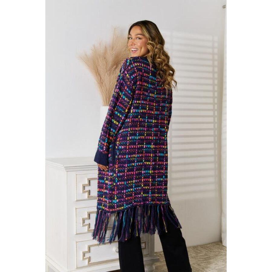 Fringe Hem Open Front Cardigan