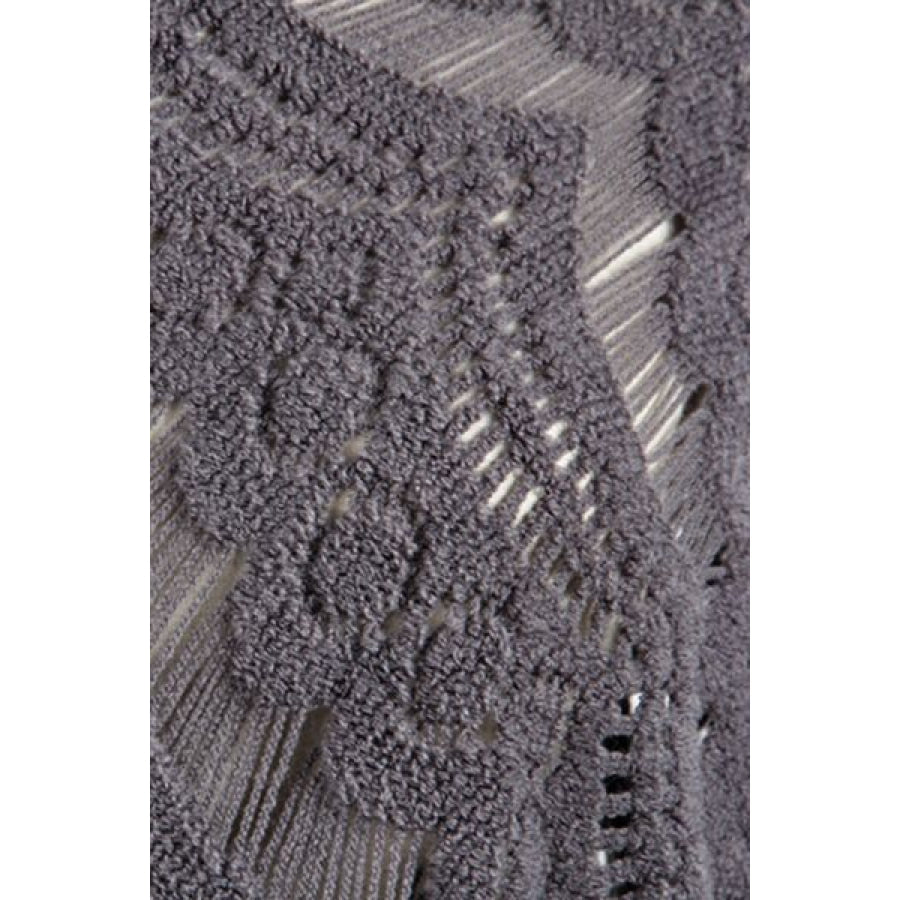 Fringe Openwork Surplice Cape Sleeve Poncho Clothing