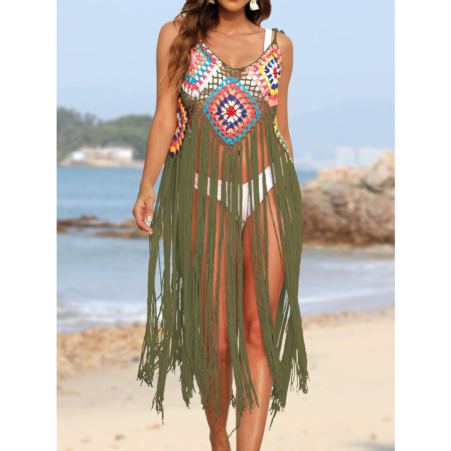 Fringe Spaghetti Strap Cover - Up Apparel and Accessories