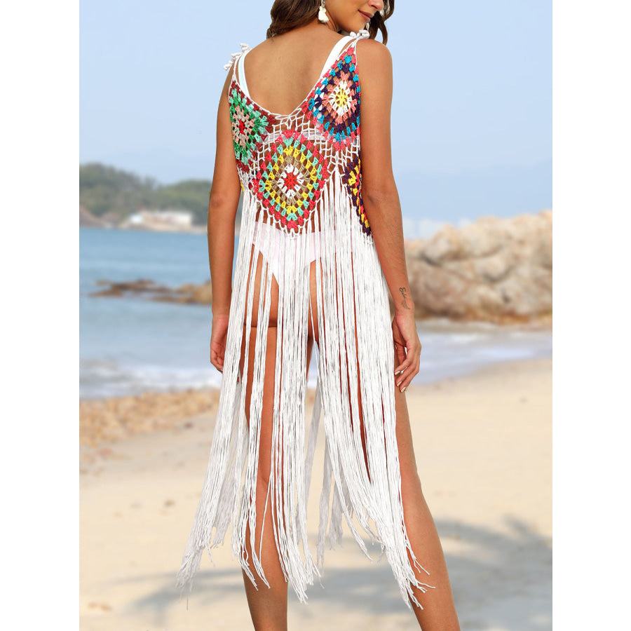 Fringe Spaghetti Strap Cover - Up Apparel and Accessories