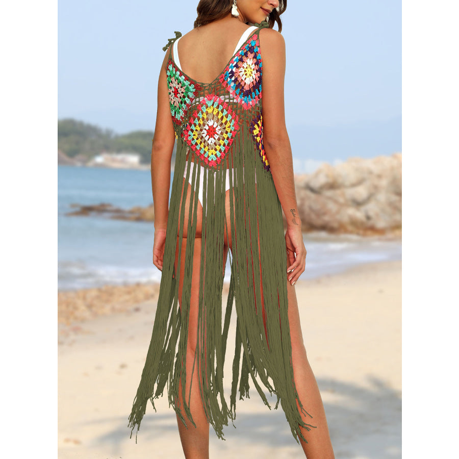 Fringe Spaghetti Strap Cover - Up Apparel and Accessories