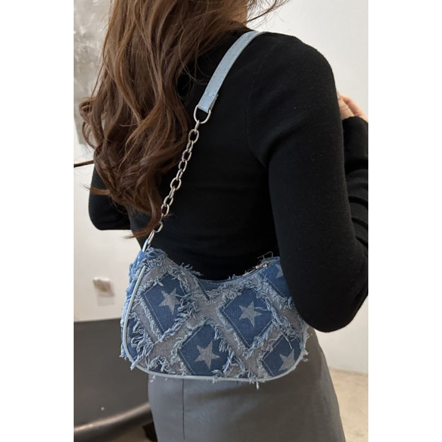 Fringe Star Print Shoulder Bag Apparel and Accessories