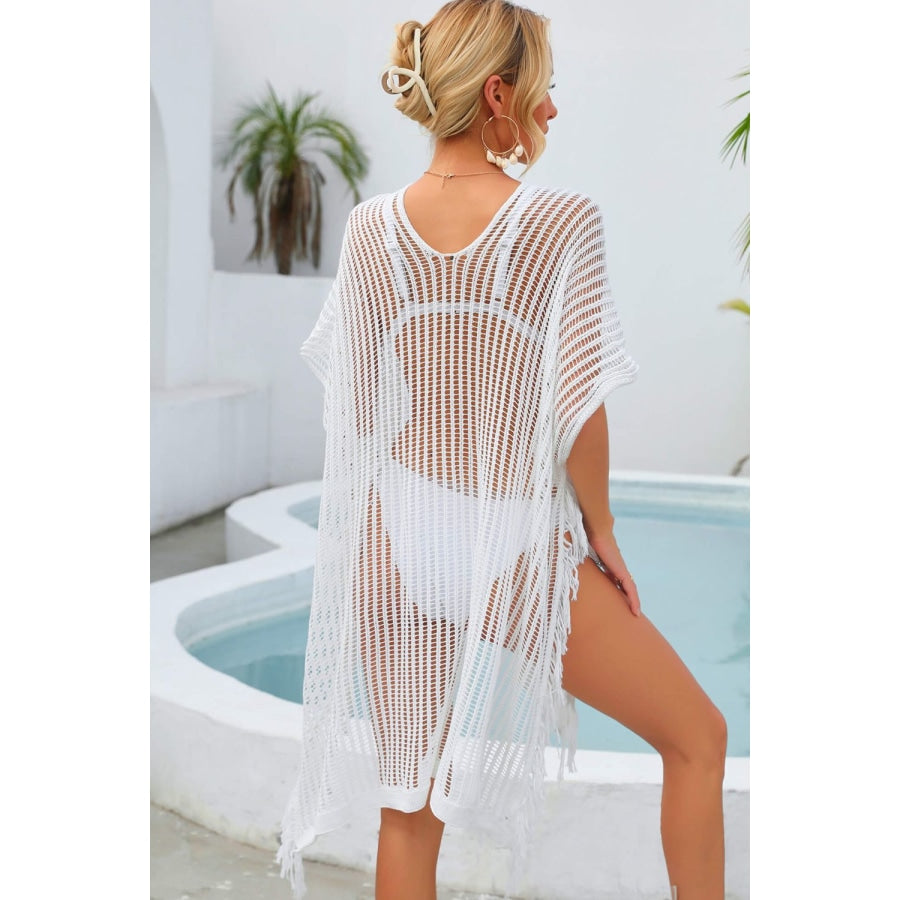 Fringe Trim Openwork Cover Up White / One Size