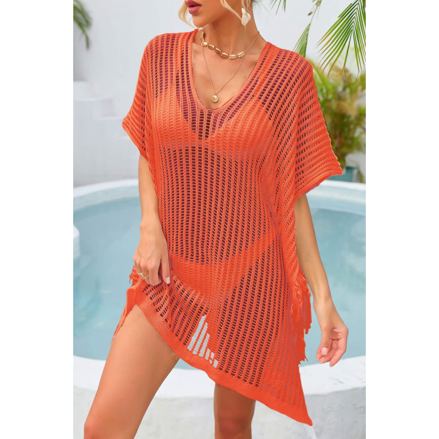 Fringe Trim Openwork Cover Up