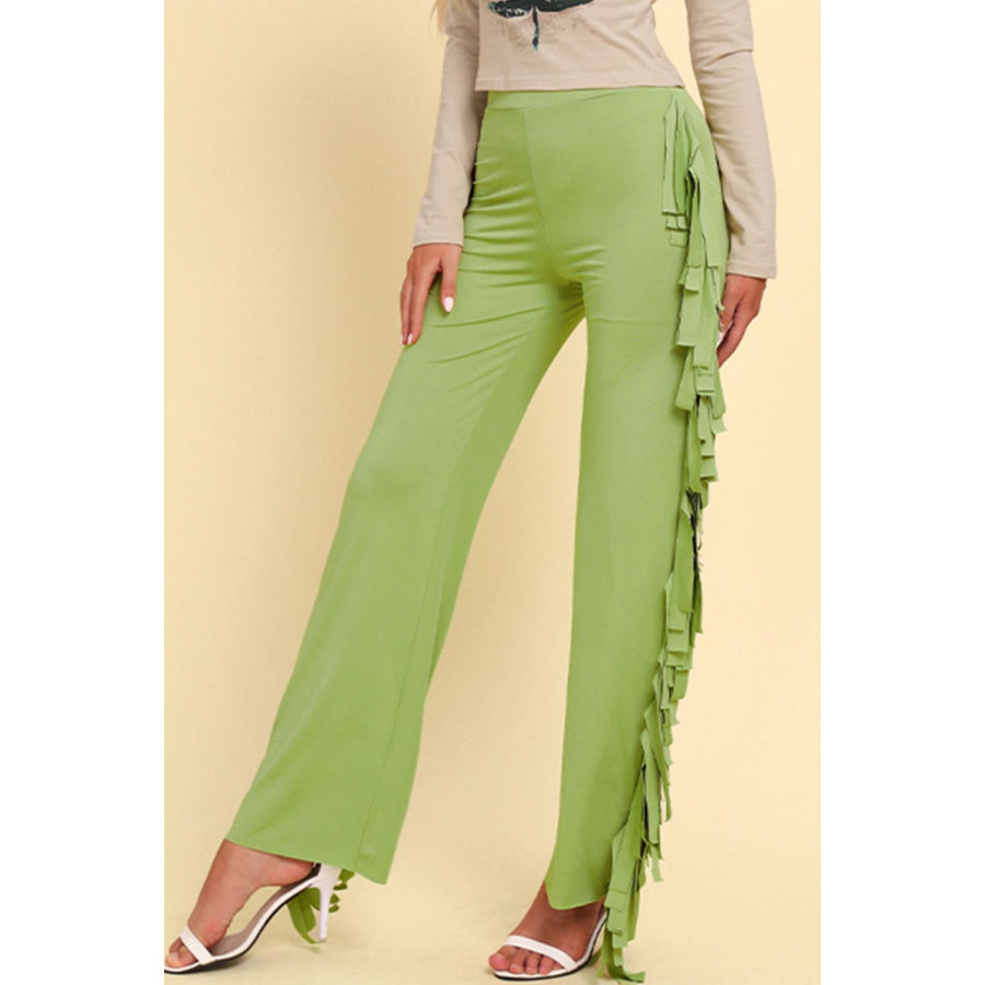 Fringe Trim Wide Leg Pants