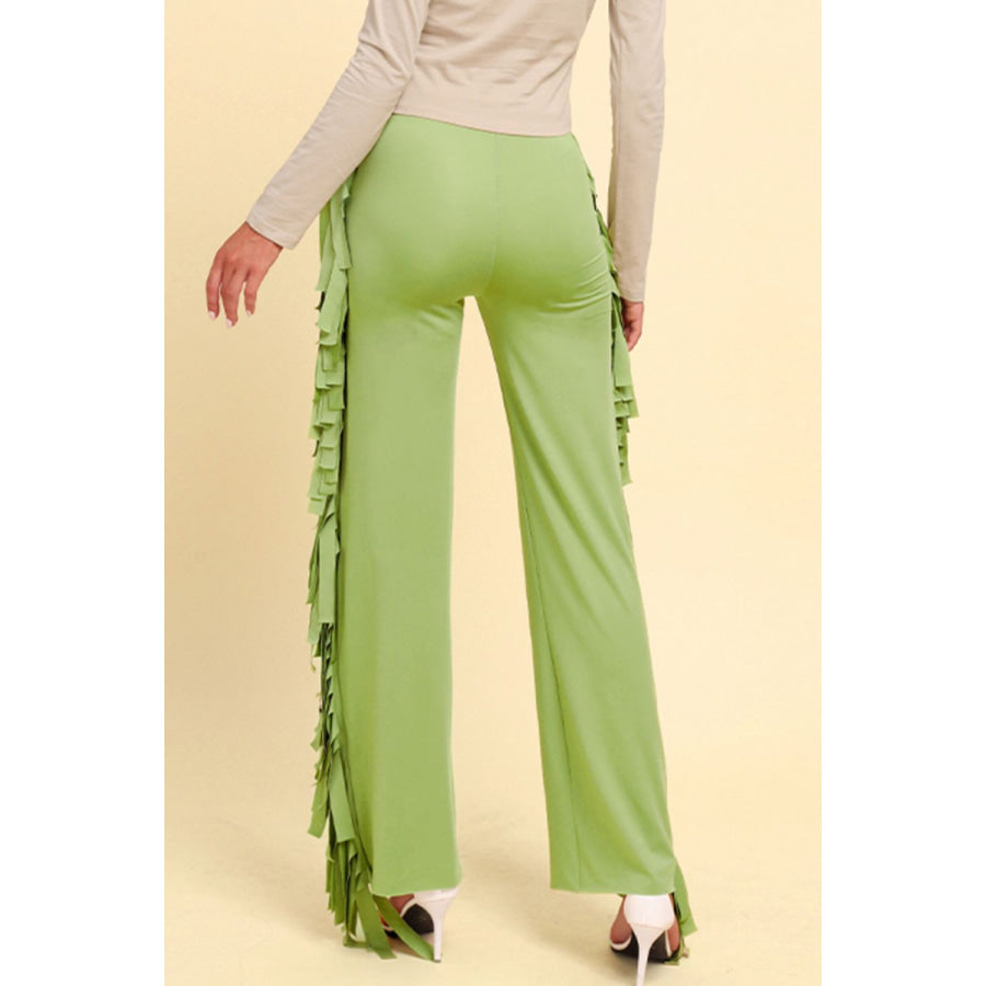 Fringe Trim Wide Leg Pants