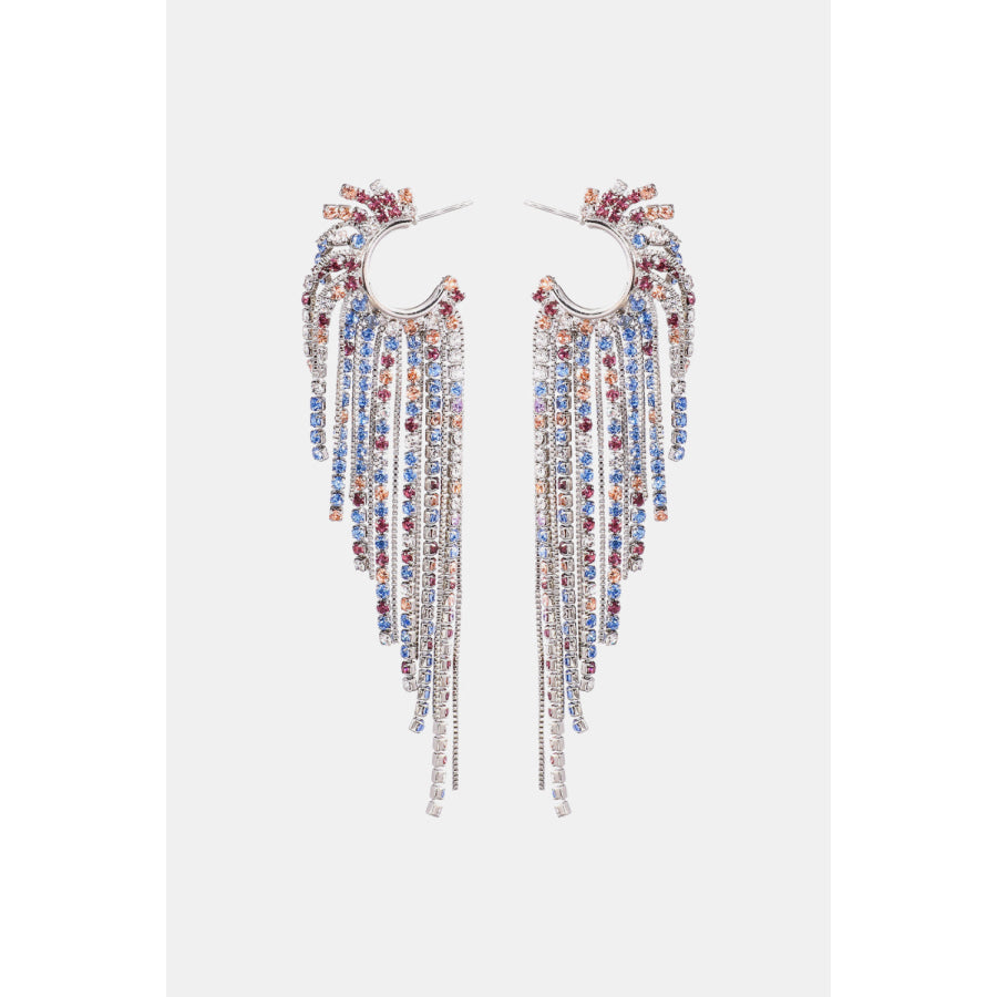 Fringed Rhinestone Zinc Alloy Dangle Earrings Multicolor / One Size