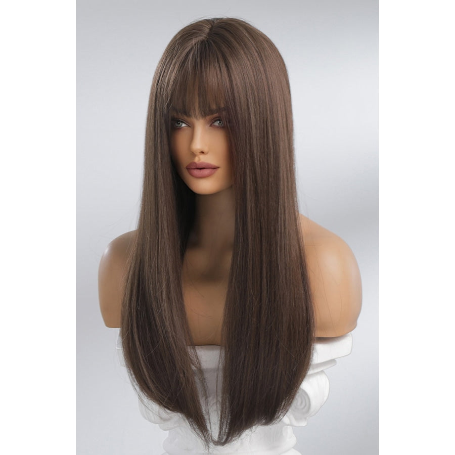Full Machine Long Straight Synthetic Wigs 26’’ Brown / One Size
