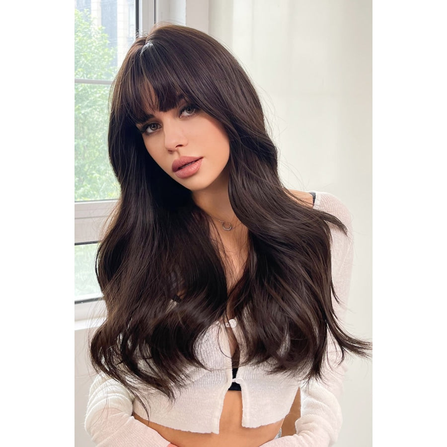 Full Machine Long Wave Synthetic Wigs 24’’ Black / One Size