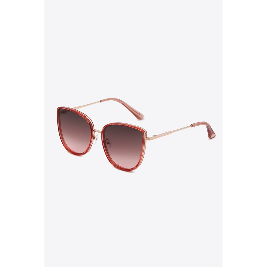 Full Rim Metal-Plastic Hybrid Frame Sunglasses Wine / One Size