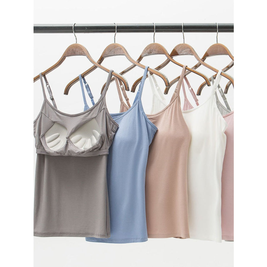 Full Size Adjustable Strap Modal Cami with Bra Apparel and Accessories