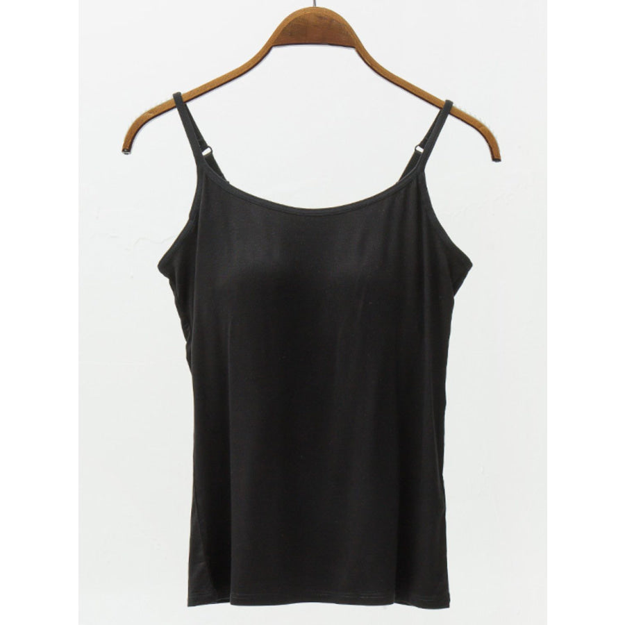 Full Size Adjustable Strap Modal Cami with Bra Black / S Apparel and Accessories