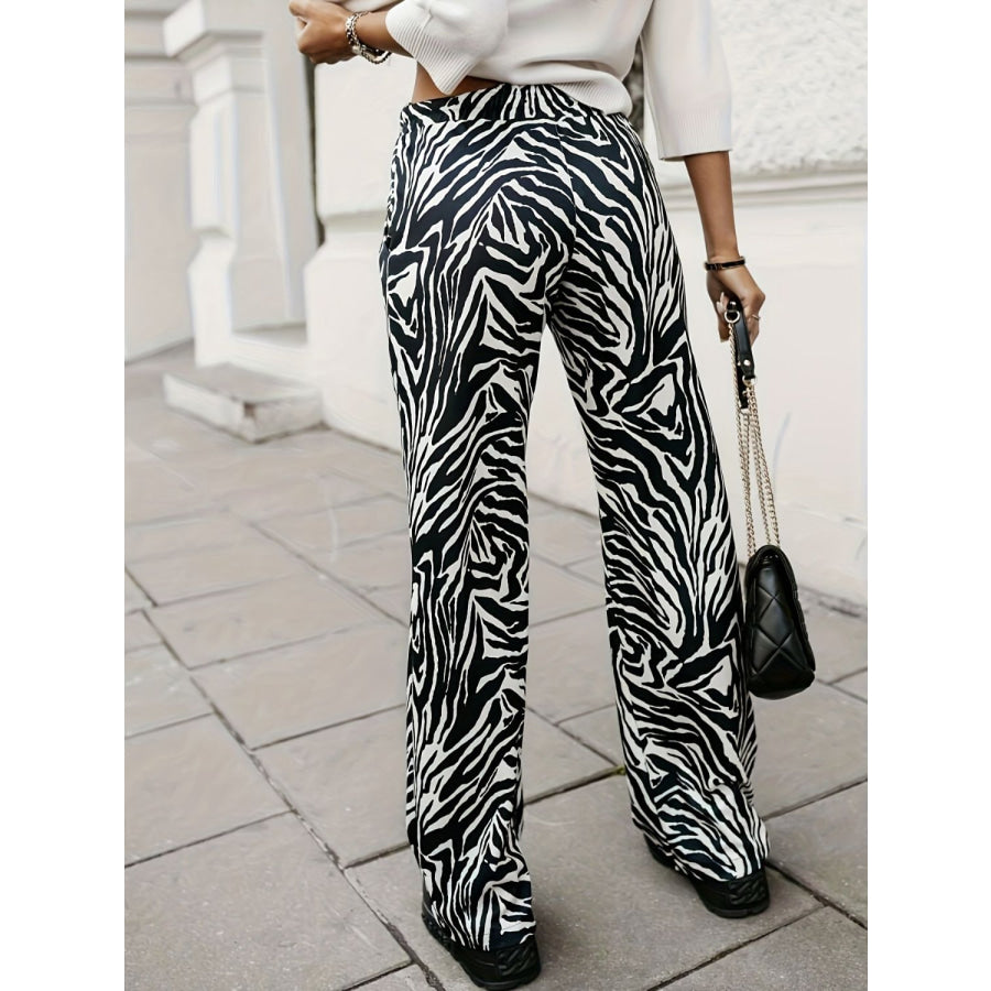 Full Size Animal Print Elastic Waist Pants Apparel and Accessories