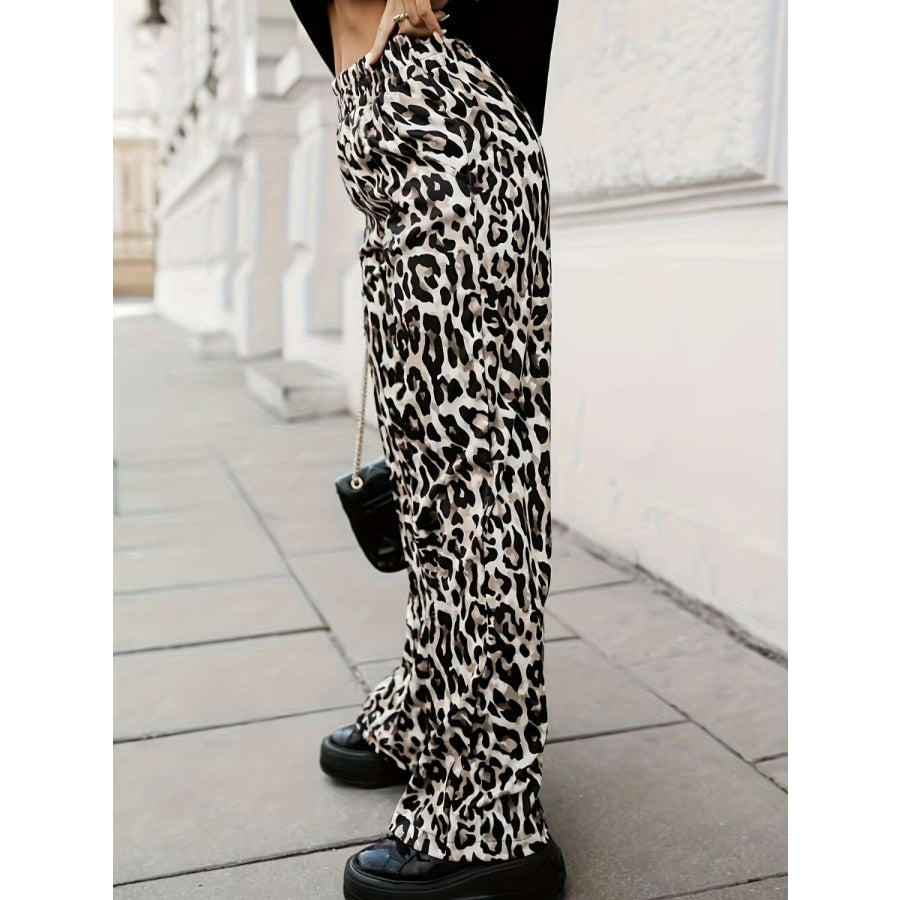 Full Size Animal Print Elastic Waist Pants Apparel and Accessories