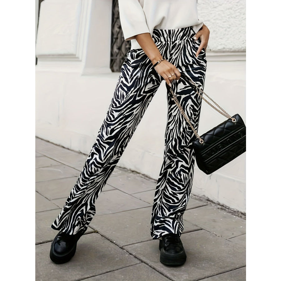 Full Size Animal Print Elastic Waist Pants Apparel and Accessories