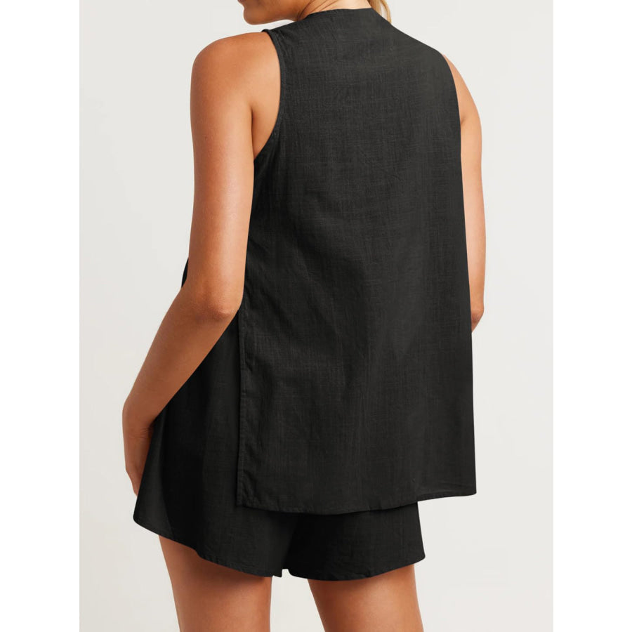 Full Size Button Up Top and Shorts Set Apparel and Accessories