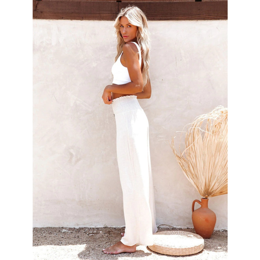 Full Size Decorative Button High Waist Pants Apparel and Accessories