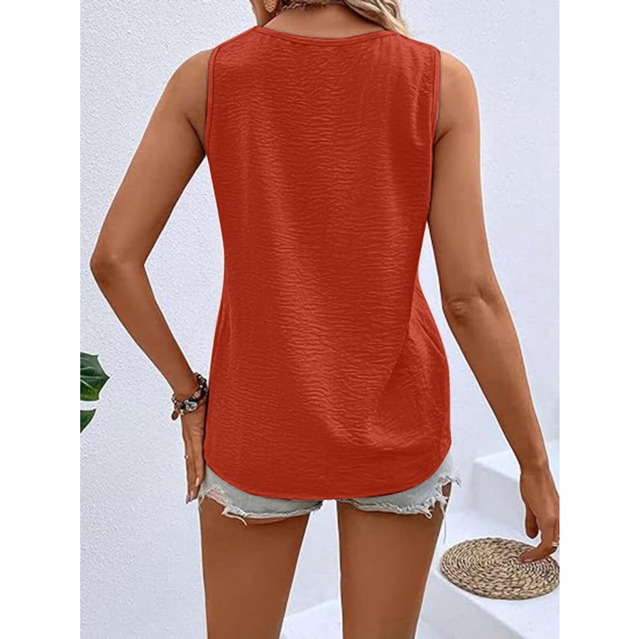 Full Size Decorative Button V - Neck Tank Apparel and Accessories