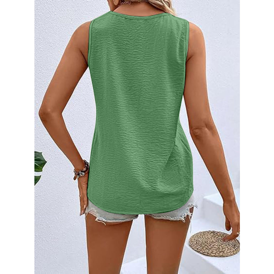 Full Size Decorative Button V - Neck Tank Apparel and Accessories