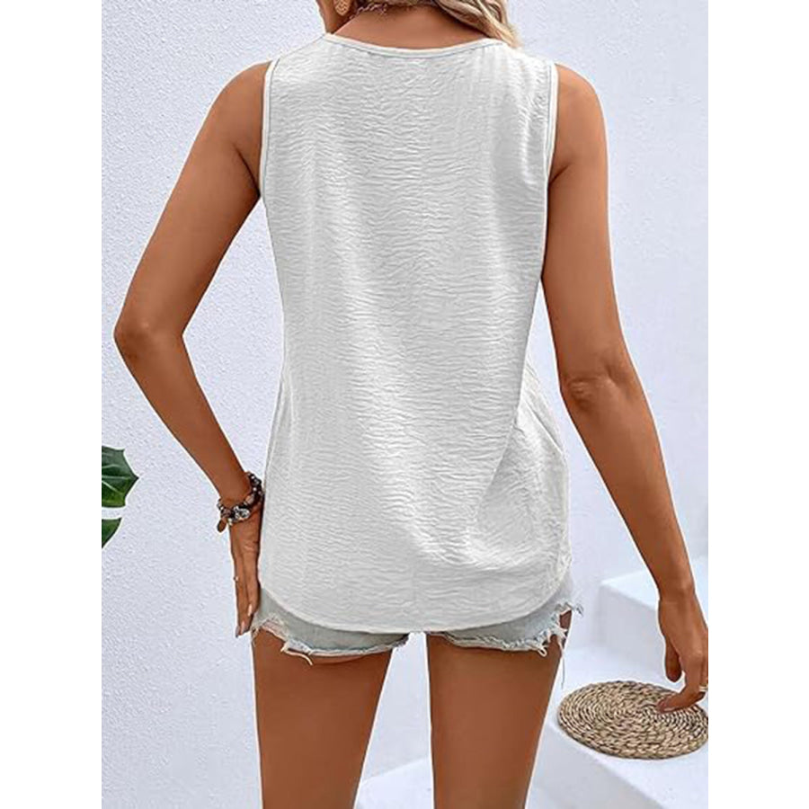 Full Size Decorative Button V - Neck Tank Apparel and Accessories