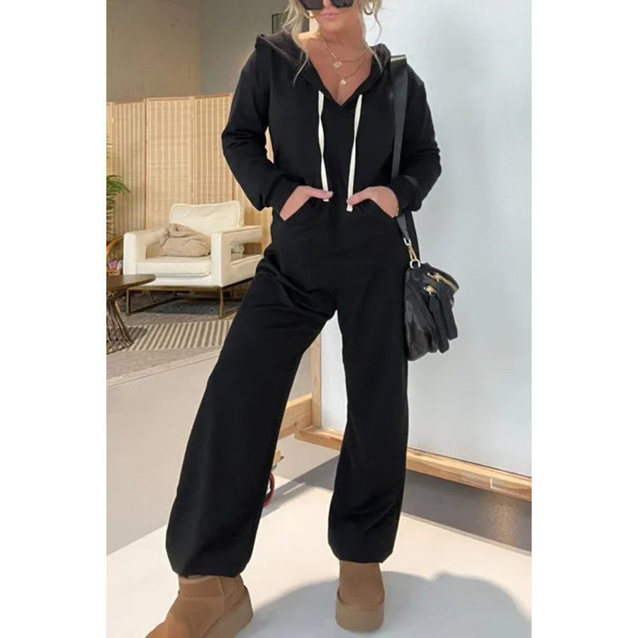 Full Size Drawstring Long Sleeve Jumpsuit Apparel and Accessories